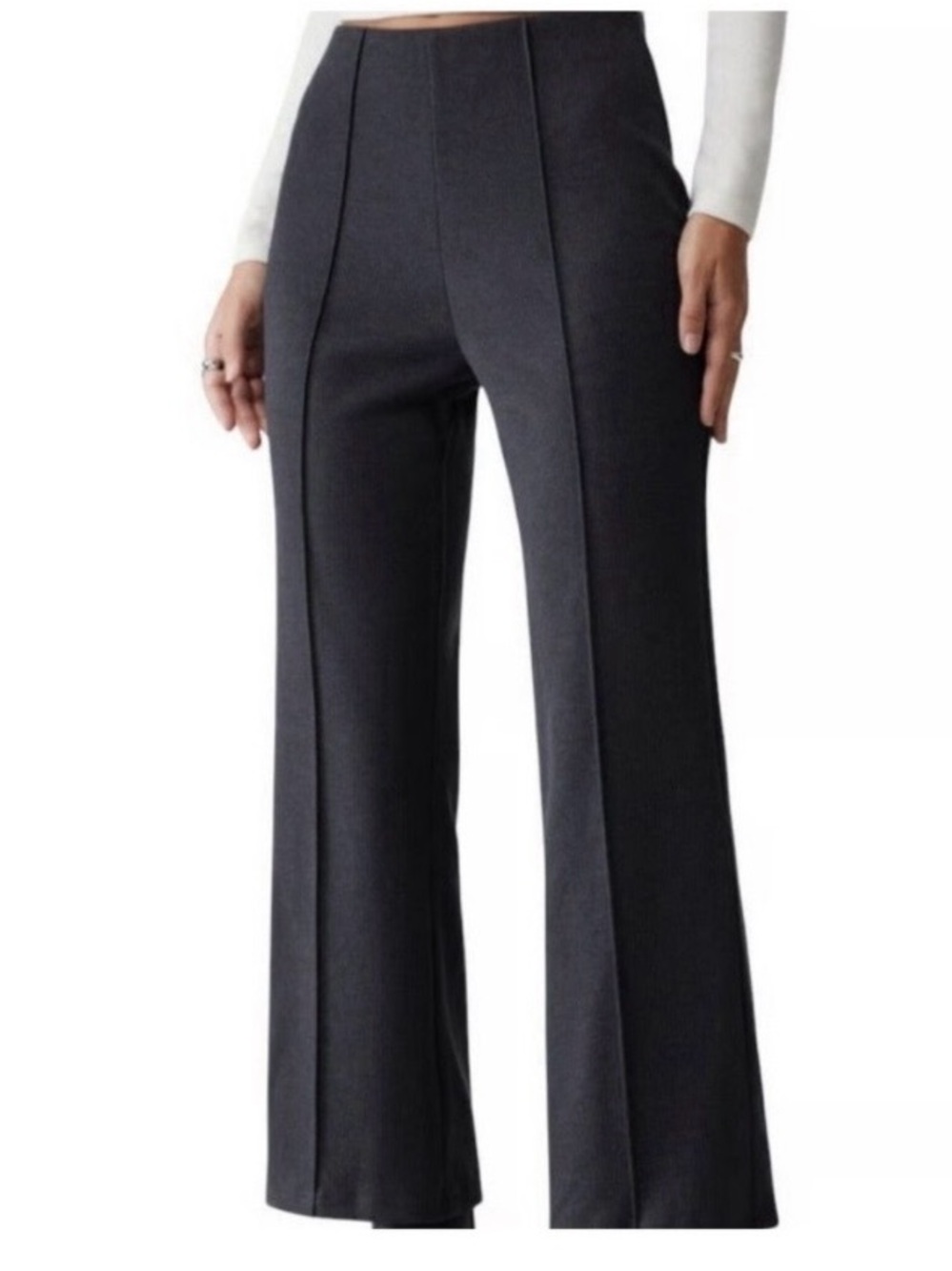 NWT OGL Supermodel Tummy Control Wide Leg Pants SZ L Navy Athleisure Office